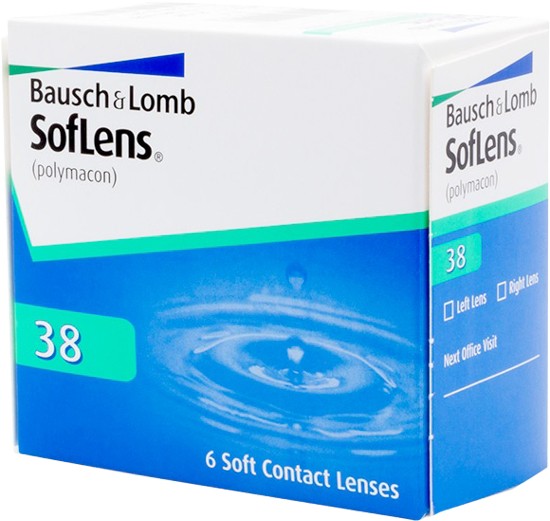 SofLens 38 Contact Lenses 6 Pack Bausch + Lomb contact lens box