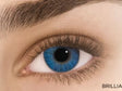 Ice queen blue Halloween contact lens on eye