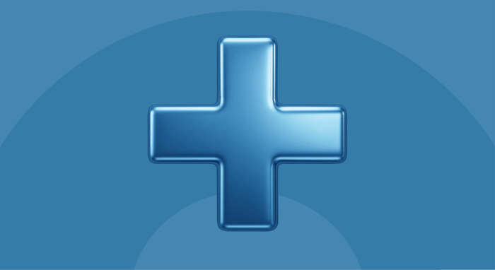 Blue cross symbol on a blue background