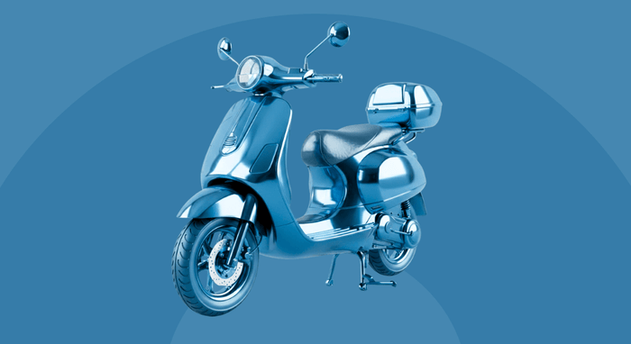 Blue scooter on a blue background