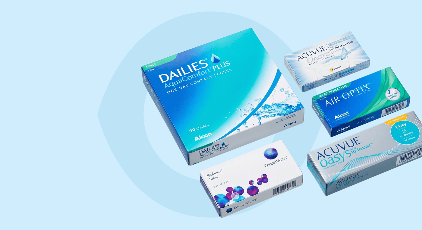 EyeSupply banner with contact lens boxes