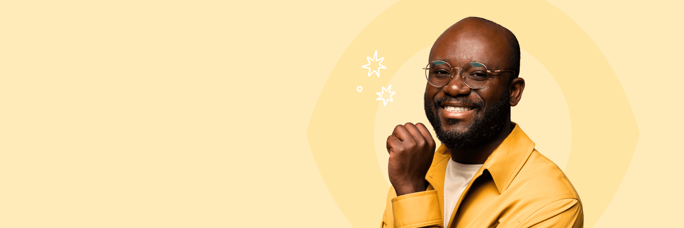 Man in a yellow jacket on a yellow background