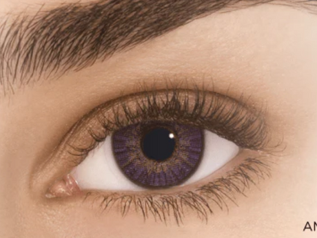Vampire violet Halloween contact lens on eye