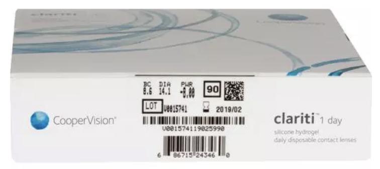Clariti 1 Day contact lens packaging 90 pack