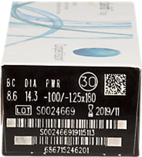 Clariti 1 Day Toric Contact Lenses for Astigmatism 30 Pack box front